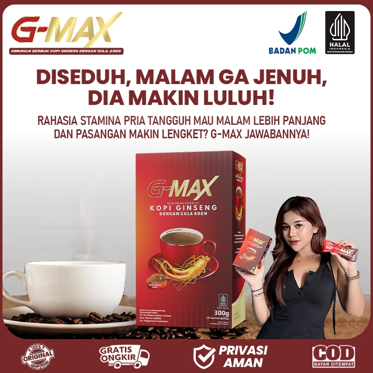 

G-MAX Minuman Kopi Stamina Pria Dewasa Extra Gingseng Original Tahan Lama Awet Bersama Pasangan