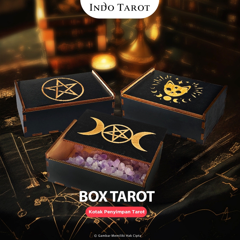 Tarot Oracle Kotak Tarot Kayu Premium – Box Tarot Card Wood - Indo Tarot