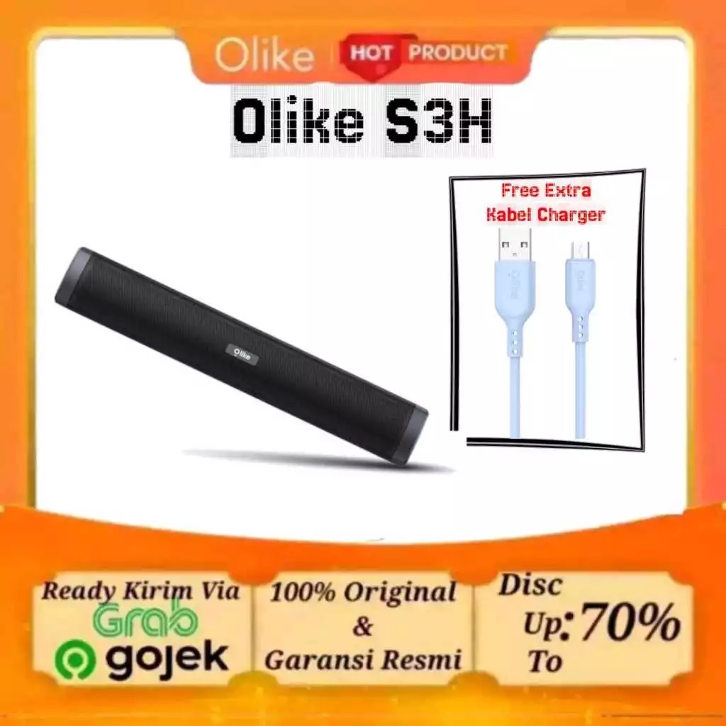 Olike S3H Speaker Bluetooth Wireles TWS Mode Mini Soundbar TWS Mode Spiker TV Komputer Laptop Gaming
