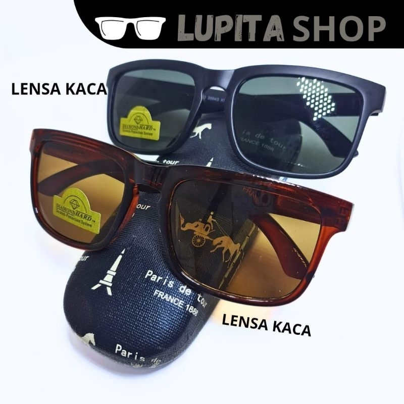 R13 KACAMATA ANTI SILAU ASLI KACA LENSA HITAM DAN COKLAT