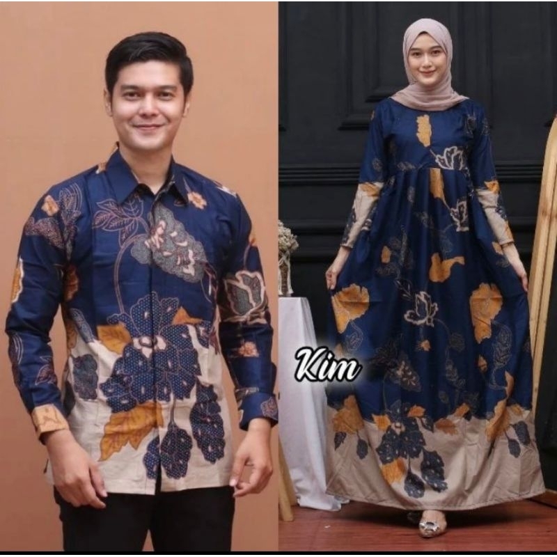 Batik couple - baju batik keluarga moderen gamis wanita kemeja lengan panjang terlaris standart jumb