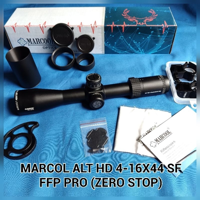 Telescope marcool asailant HD PRO 4-16x44sf FFP terbaru zero stop