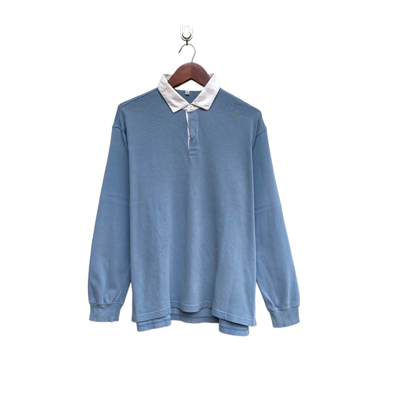 RUGBY SHIRT GU UNIQLO BASIC BABY BLUE