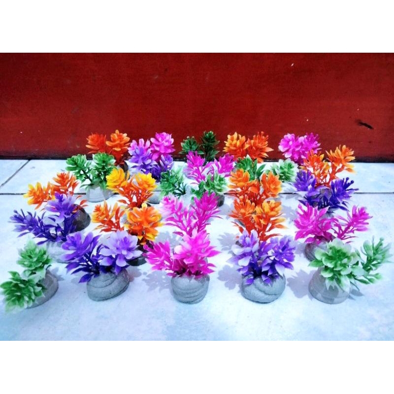 Rumput Plastik Mawar Mini Tanaman Plastik Hiasan Aquarium