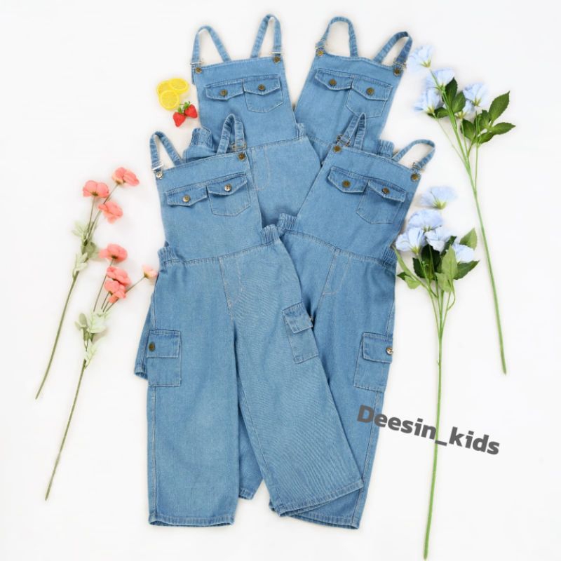 OVERALL KULOT CARGO ANAK PEREMPUAN || Jumpsuit Jeans Anak || Celana Overall Warepack Cargo Jeans || 