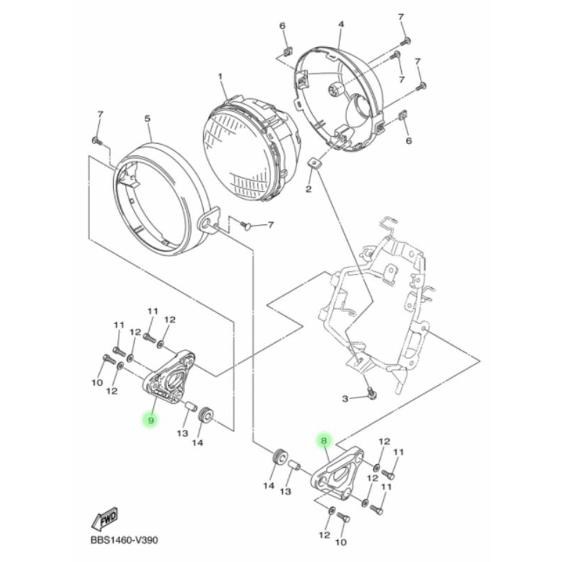 stay headlight bracket braket dudukan kuping lampu sein depan XSR 155 B1V-H4118-00 B1V-H4119-00 asli