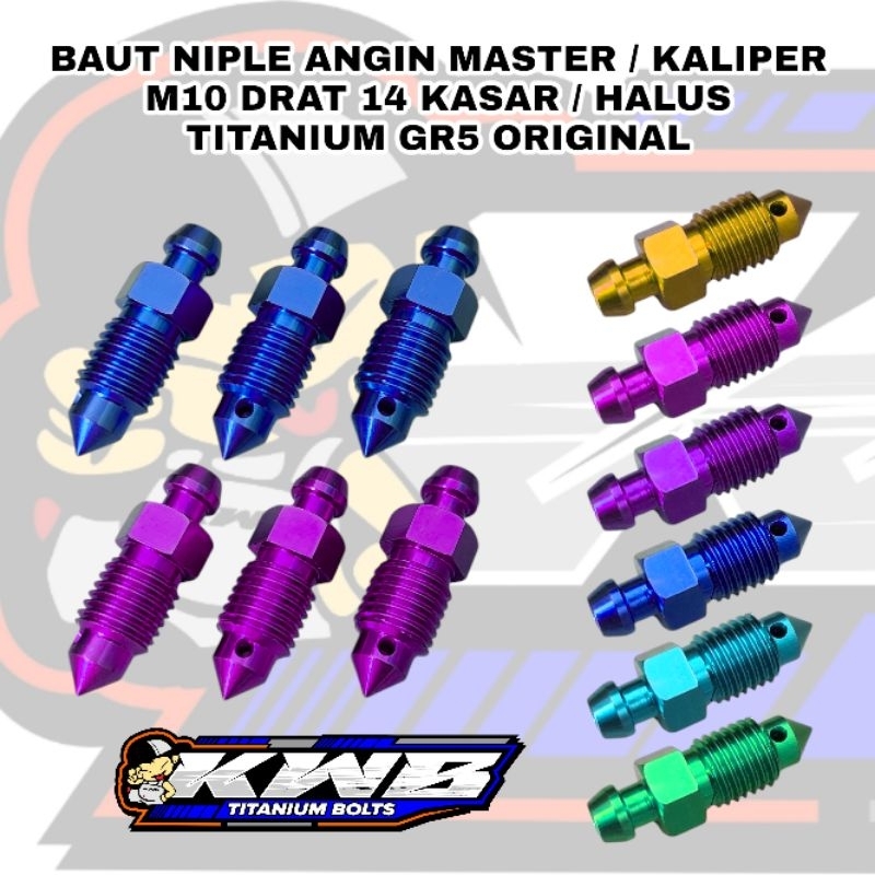 Niple nepel angin master rem kaliper m10 drat 14 halus / kasar titanium gr5 original harga perbiji 1