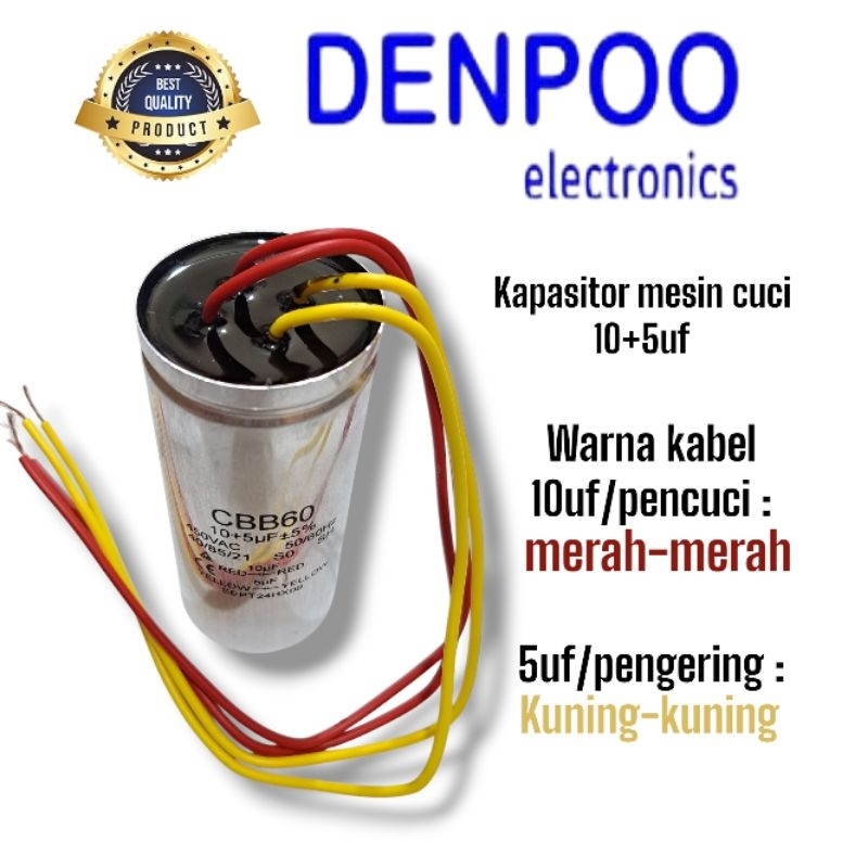 KAPASITOR MESIN CUCI DENPO DW89074P MODEL PLAT KAPASITOR MESIN CUCI 2 TABUNG