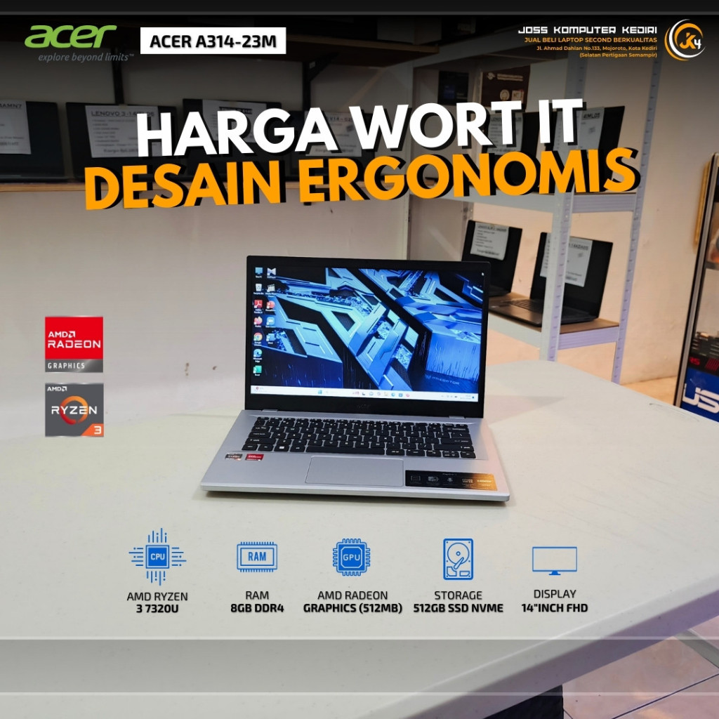 Ready ACER A314-23M Bergaransi Ram 8GB/ SSD 512GB - Ryzen 3