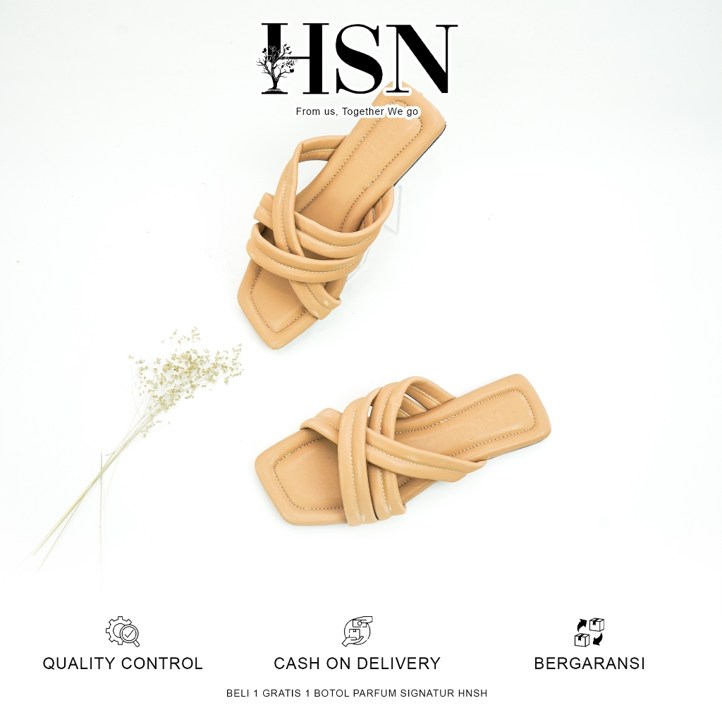 HSN Sandal DALYA Flat Wanita - Warna Moca | Beli 1 Gratis 1 Parfume