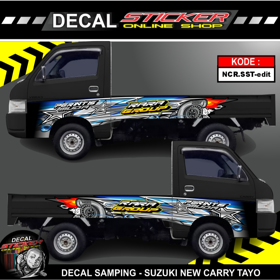 STIKER SAMPING PICKUP NEW CARRY TAYO DECAL VARIASI MOBIL HIASAN BAK+PINTU KANAN KIRI