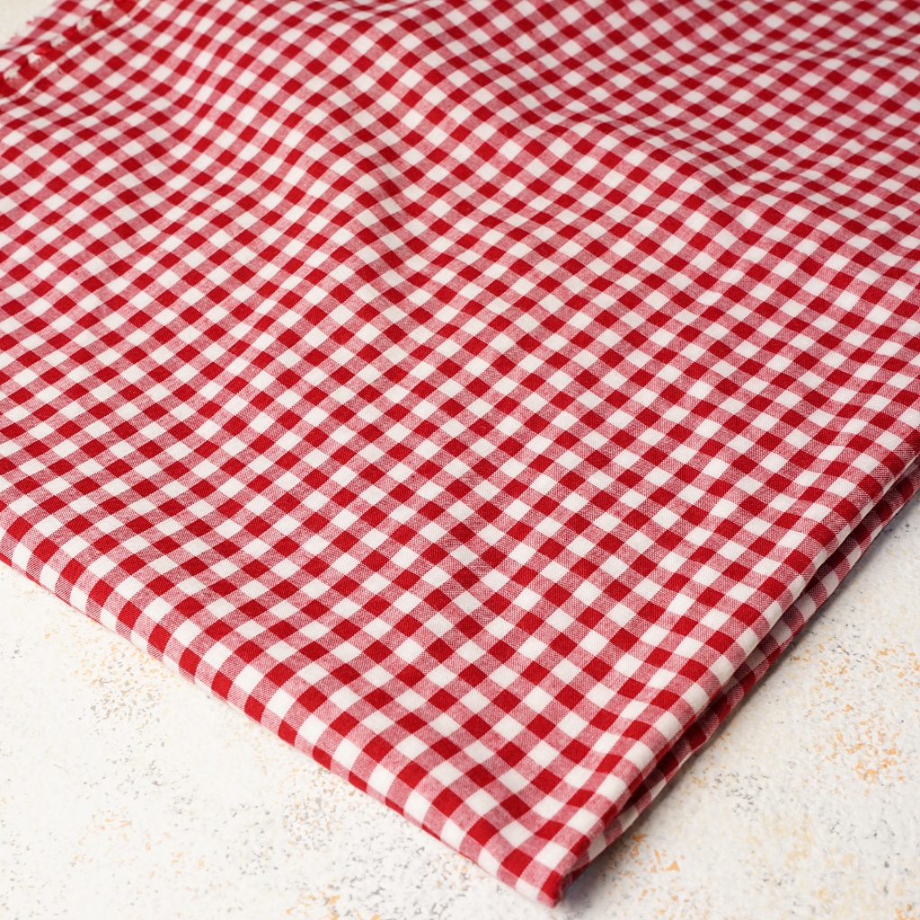 KAIN KATUN KOTAK MAROON PUTIH