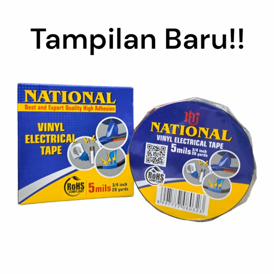 

[66GR] 1PCS ISOLASI LISTRIK NATIONAL HITAM/Selotip Listrik Electrical Tape Solasi Original