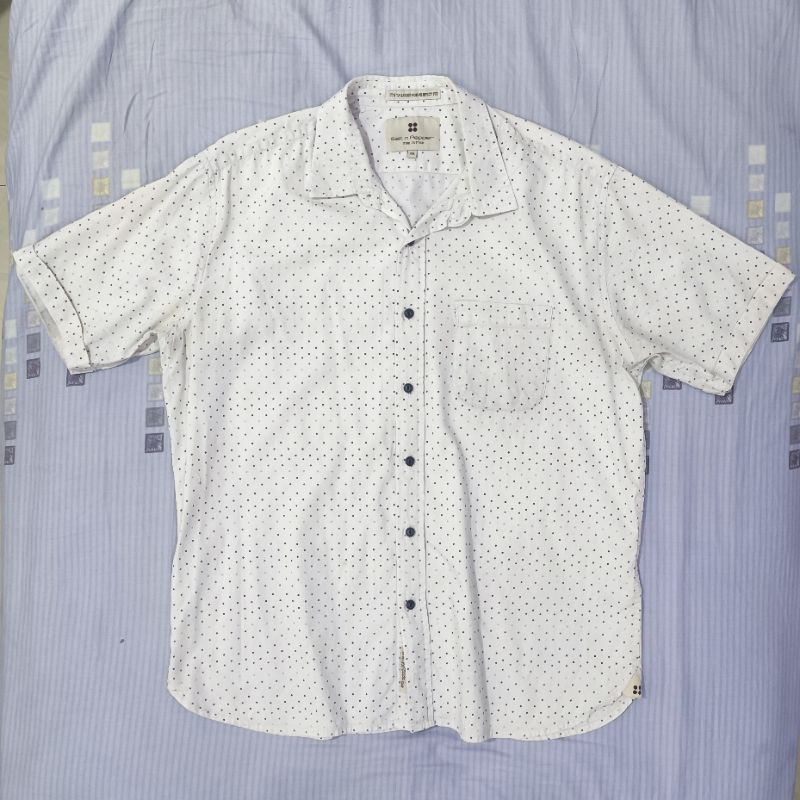 Baju Kemeja Pria Lengan Pendek Salt n Pepper Ukuran XXL Warna Putih