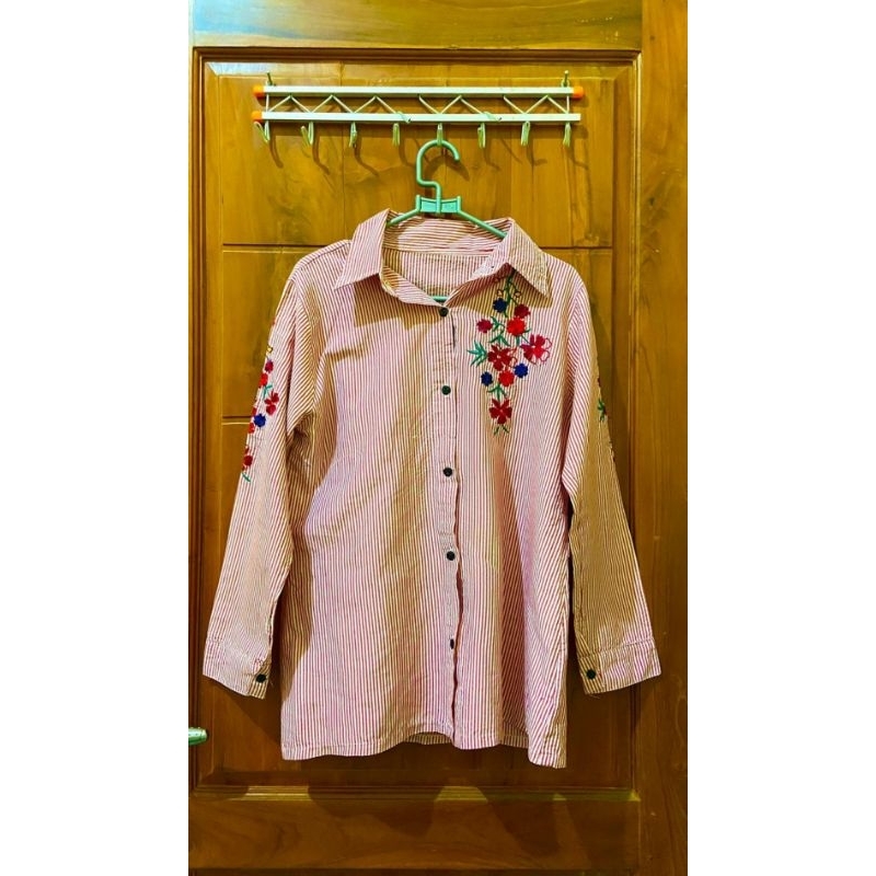 Kemeja salur Pink
