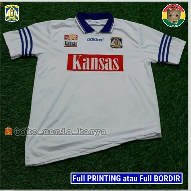 Jersey PERSIBA Balikpapan AWAY Liga KANSAS 1996 / 1997 Putih FULL PRINTING atau FULL BORDIR Retro