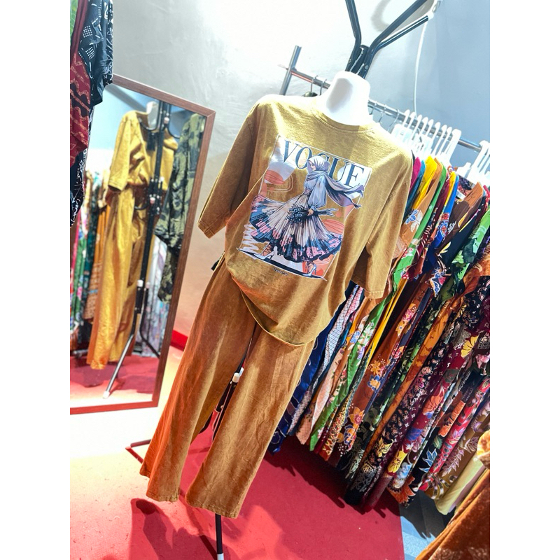 setelan celana vogue mustard