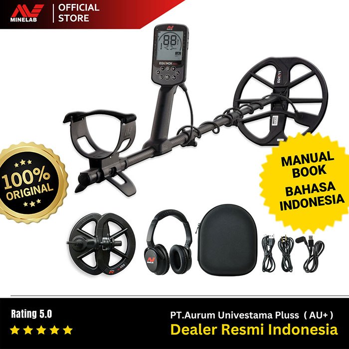 Metal Detektor Minelab Equinox 900 RESMI Paket Standar + Aksesoris Detektor Emas dan Harta Karun, Mu