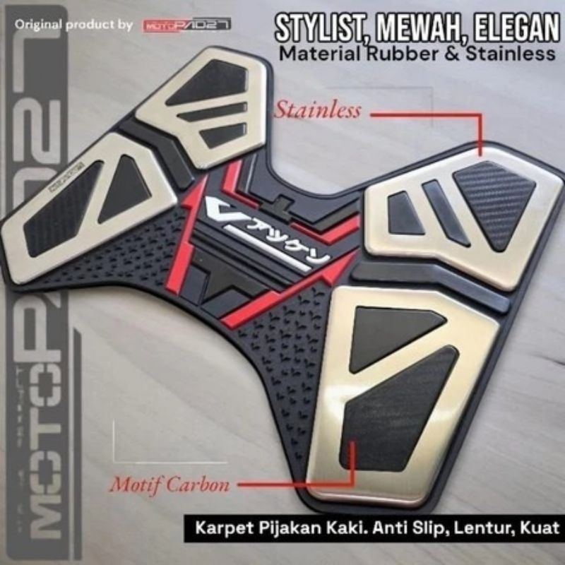 karpet vario 125 stainless-pijakan kaki vario 125 STAINLESS-BORDESS pijakan kaki stainless premiumm