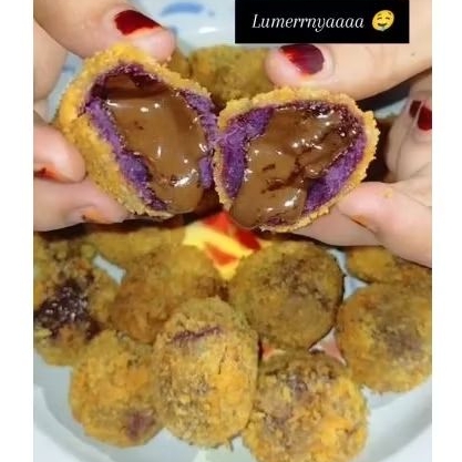 

FROZEN BOLA-BOLA UBI UNGU COKLATT LUMERR || 1tepak isi 10biji bola-bola ubi