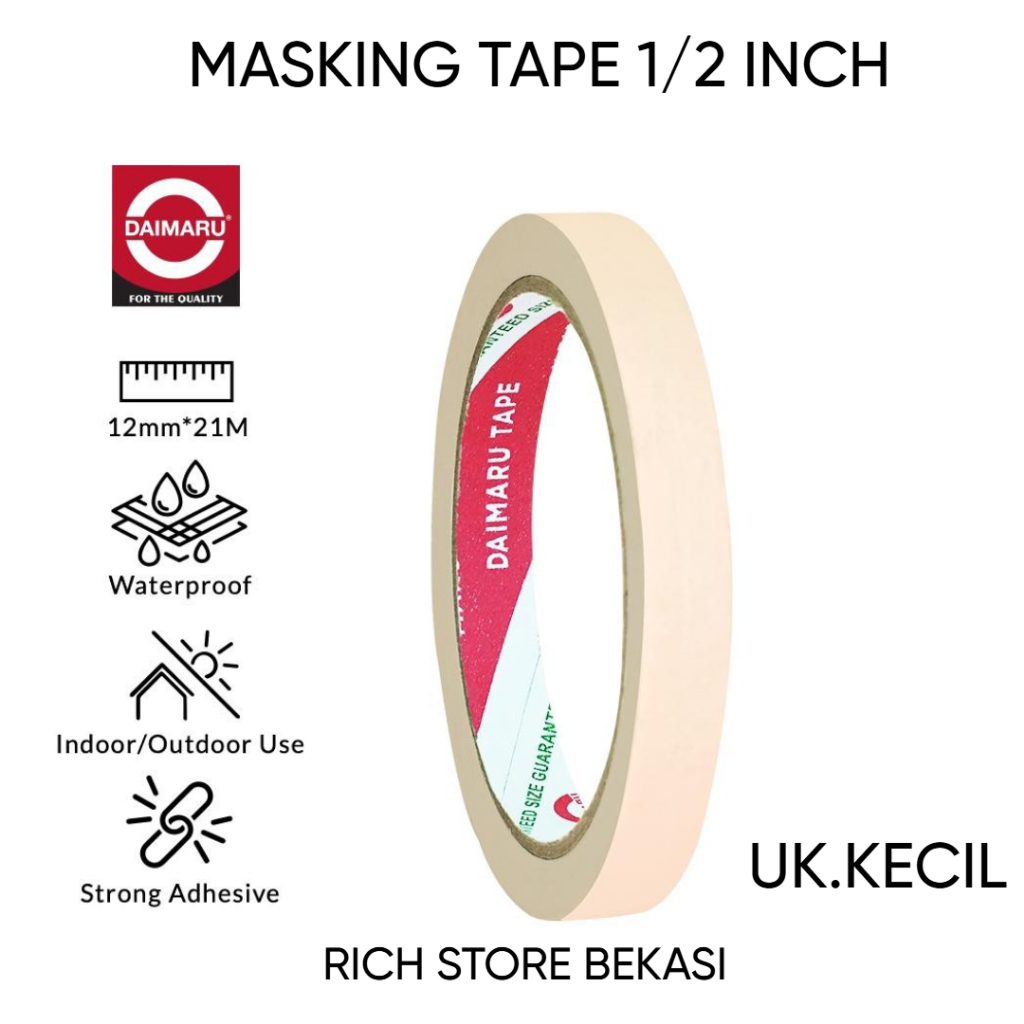 

MASKING TAPE UKURAN 1/2 INCH MERK DAIMARU [UKURAN KECIL/1 PCS]