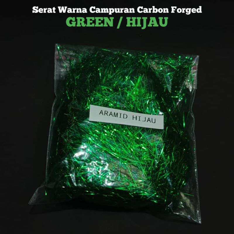 Serat Warna Metalik Campuran Carbon Forged Green Hijau