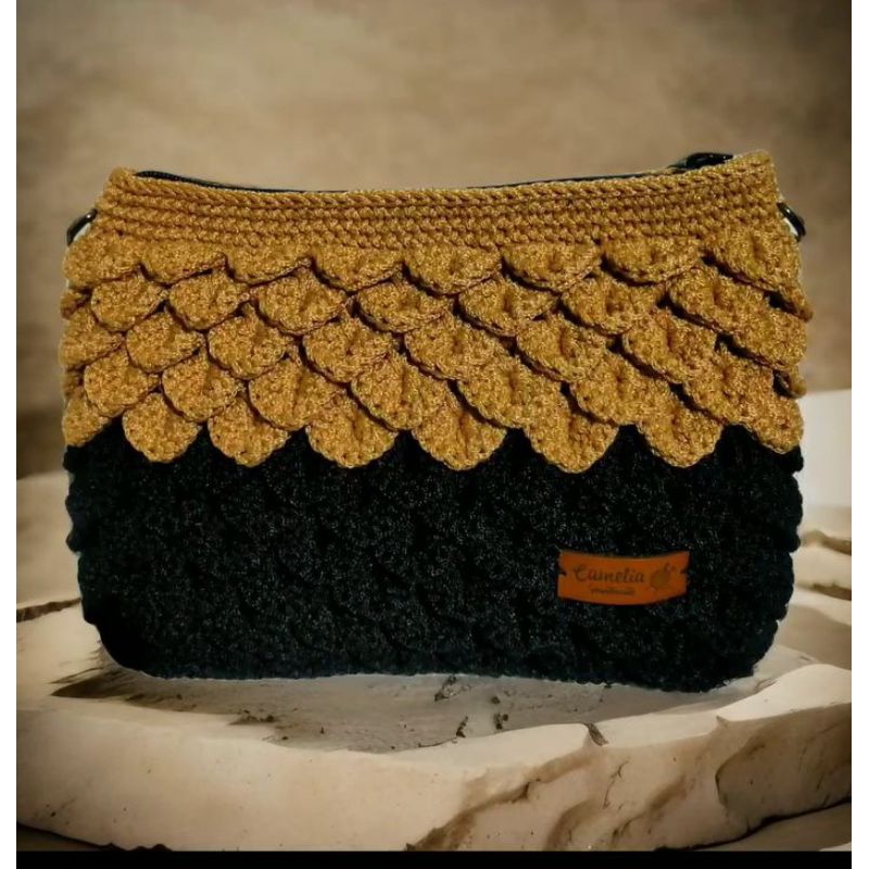 Tas rajut motif sisik / tas rajut selempang / tas handmade