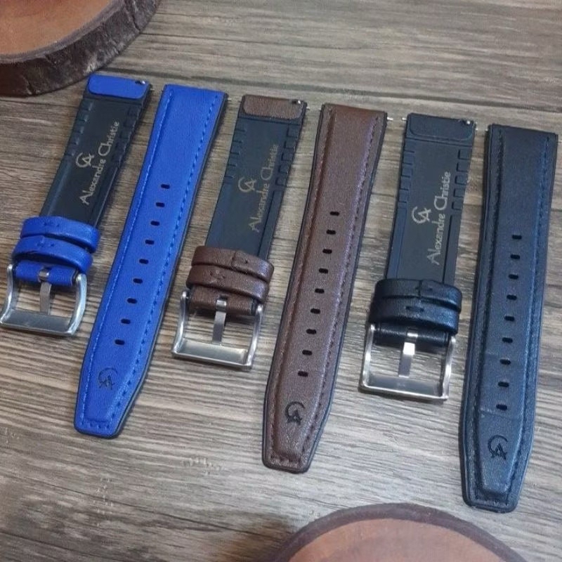Strap Jam Alexandre Christie Kulit lapis Karet 22mm Strap tali jam Alexandre Christie Strap Ac