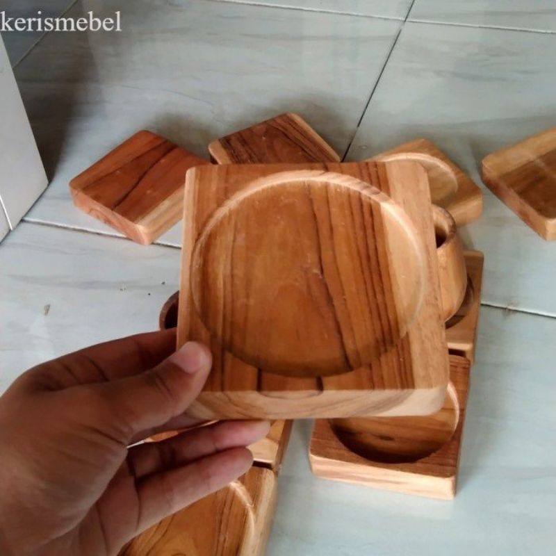 tatakan gelas / wooden coaster/ tatakan kayu aesthetic