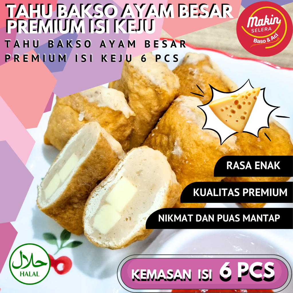 

Tahu Bakso Ayam Premium Besar Isi Keju 6 Pcs Jamin Enak COD Makin Selera