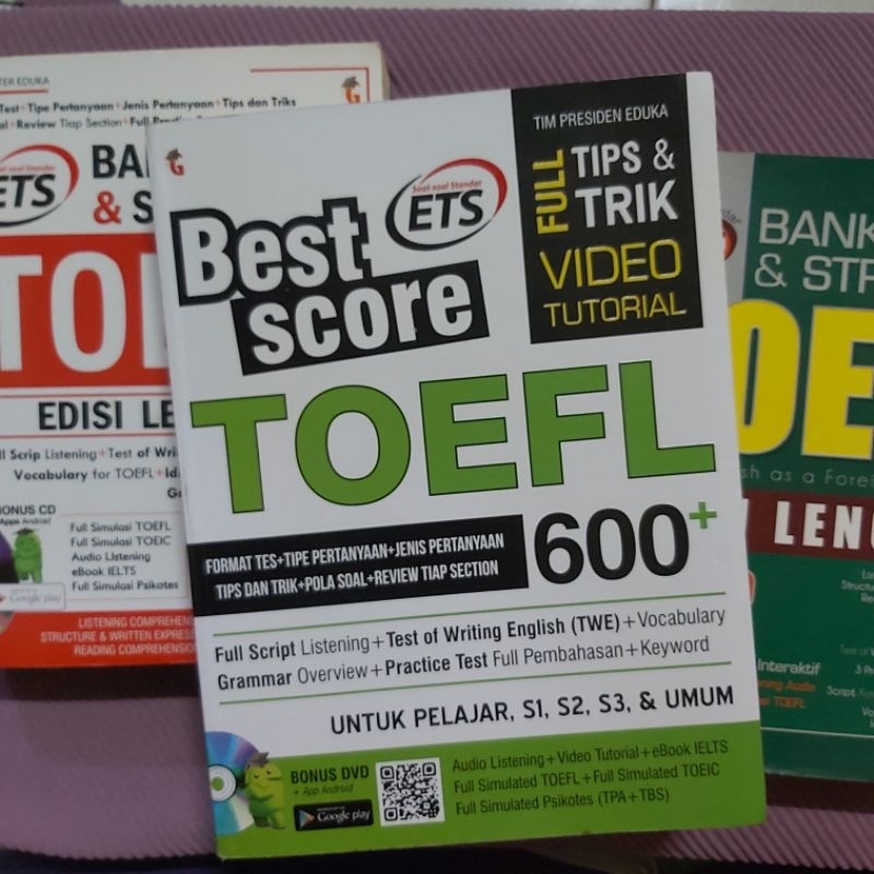 Buku Original / Bank Soal dan Strategi TOEFL / TOEFL Best Score / TOEFL Edisi Lengkap Standart ETS