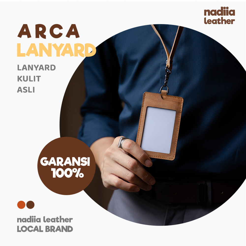 

Lanyard Nametag ID Card Minimalis Kulit Asli Reven Arca Perlengkapan Kantor