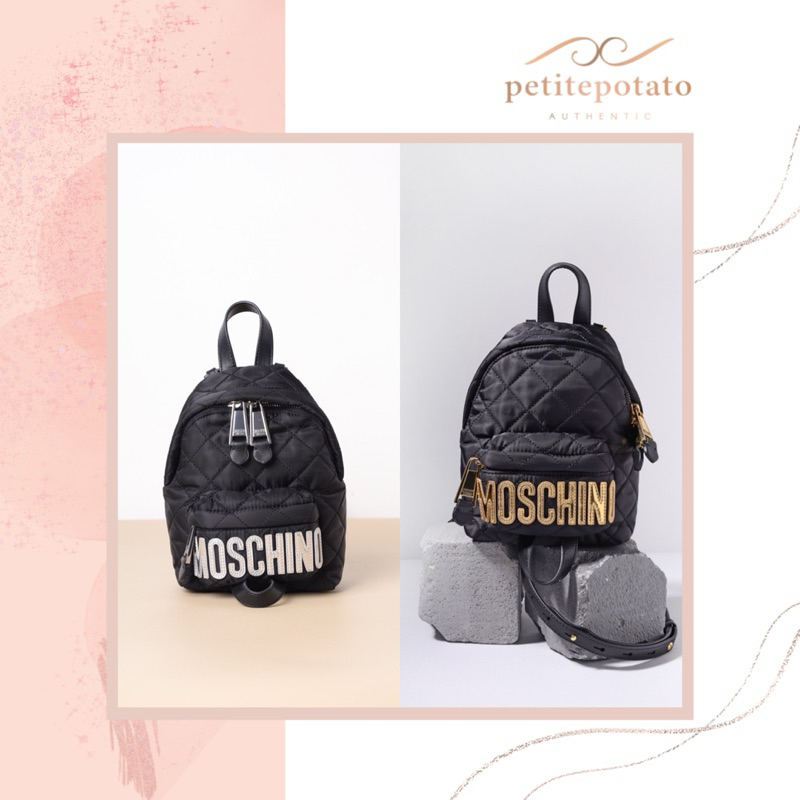 TAS BRANDED WANITA MOSCHINO BEBEBOO LOGO QUILTED MINI BACKPACK
