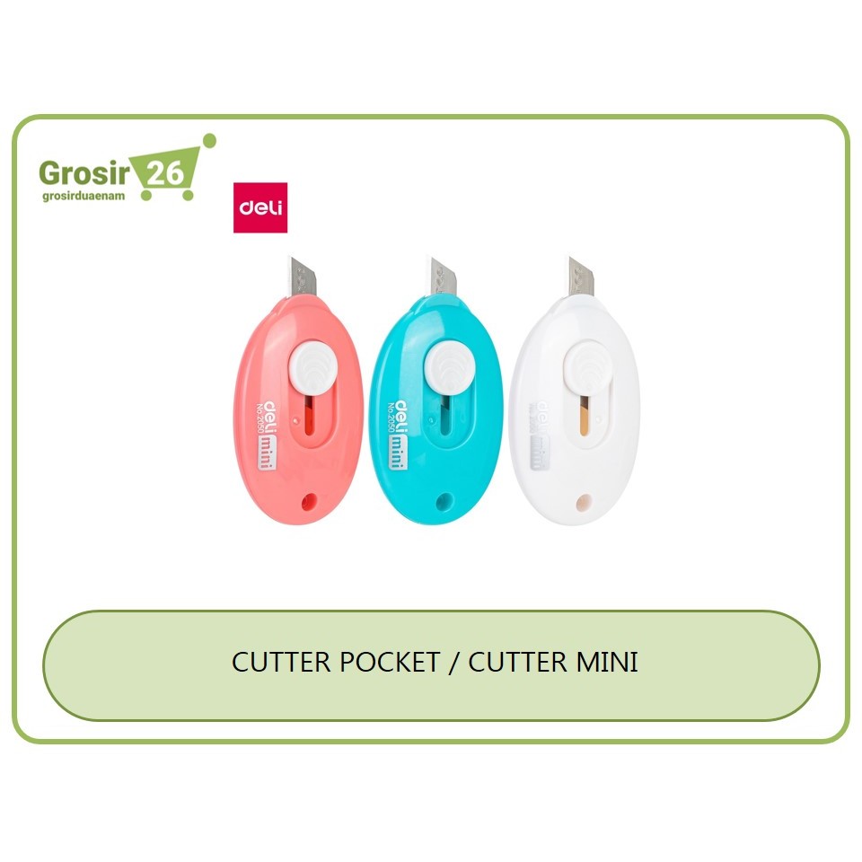 

(3 pcs) pisau cutter portable pocket ukuran mini merek deli