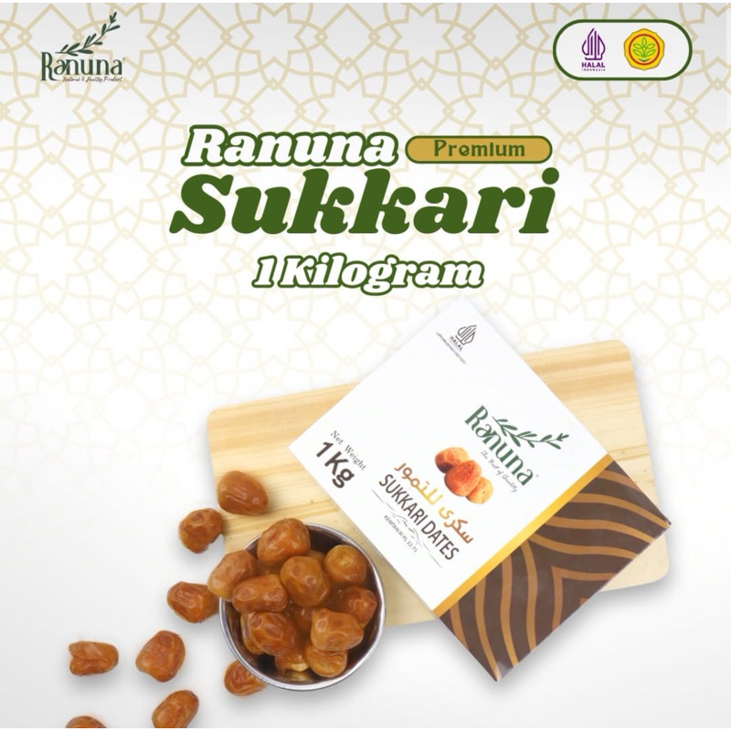 

KURMA SUKARI PREMIUM BOX 1KG Sukkari Sukary Exclusive Ruthob Sukkary Madinah Korma Dates Ranuna