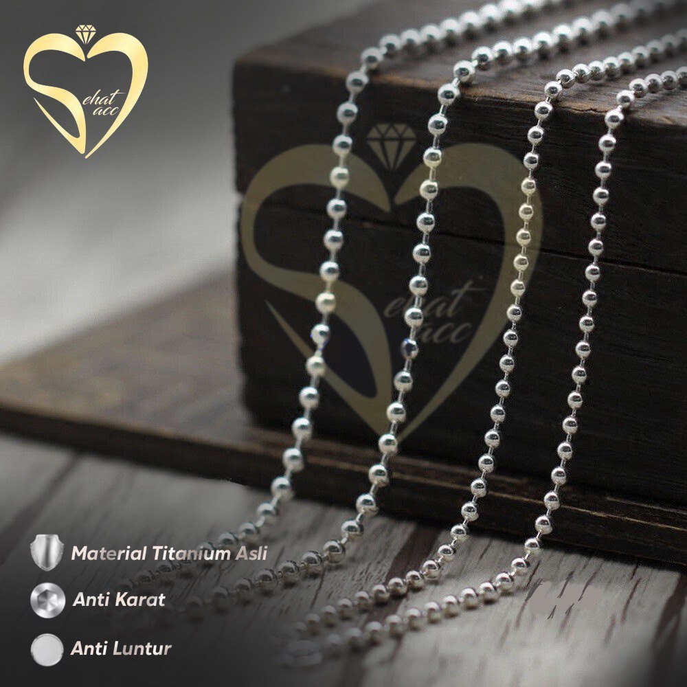 Kalung Rantai Bola MCI Kesehatan Kalung Choker Biji Lada Pria Wanita Anti Karat Anti Luntur Stainles