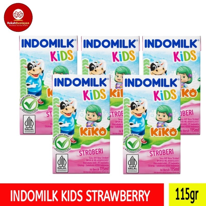 

5 pcs Indomilk Kids 115ml all varian cokelat, strawberry, vanila