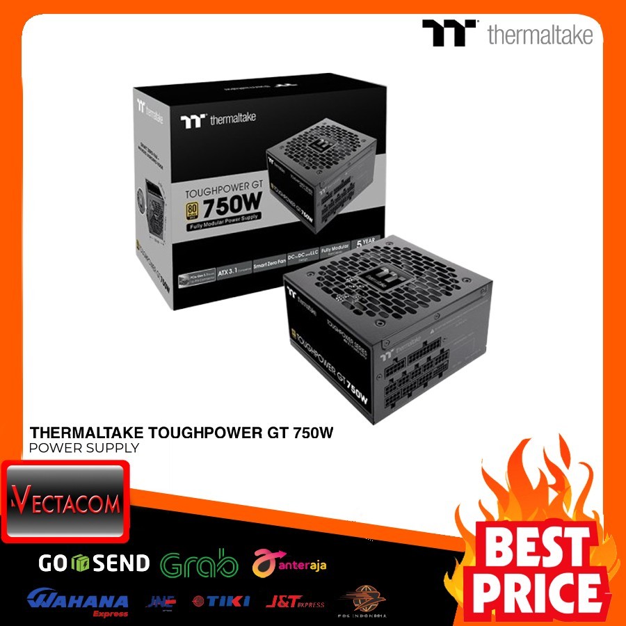 Thermaltake Toughpower GT 750W - Sumber Daya PC ATX 3.1 80 PLUS Gold 750W Full Modular Hitam