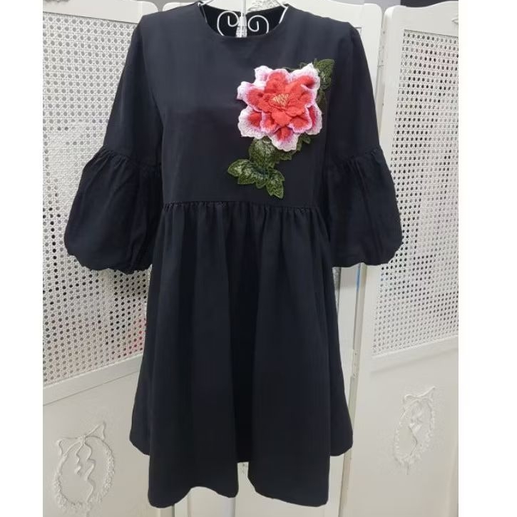 dress import bunga bordir baju premium bunga bordir