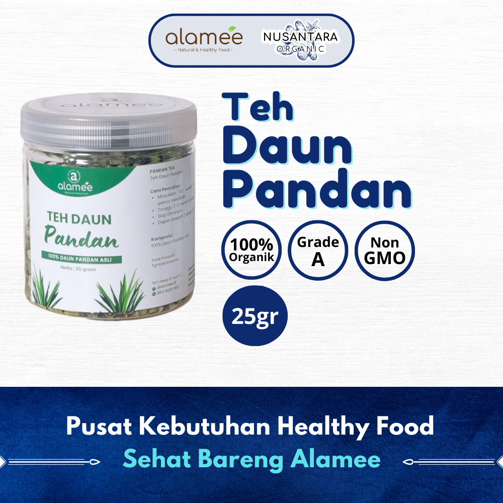 

ALAMEE 25gr Teh Daun Pandan Kering Leaf Tea Organik Alami Minuman Herbal Siap Minum Seduh Nusantara