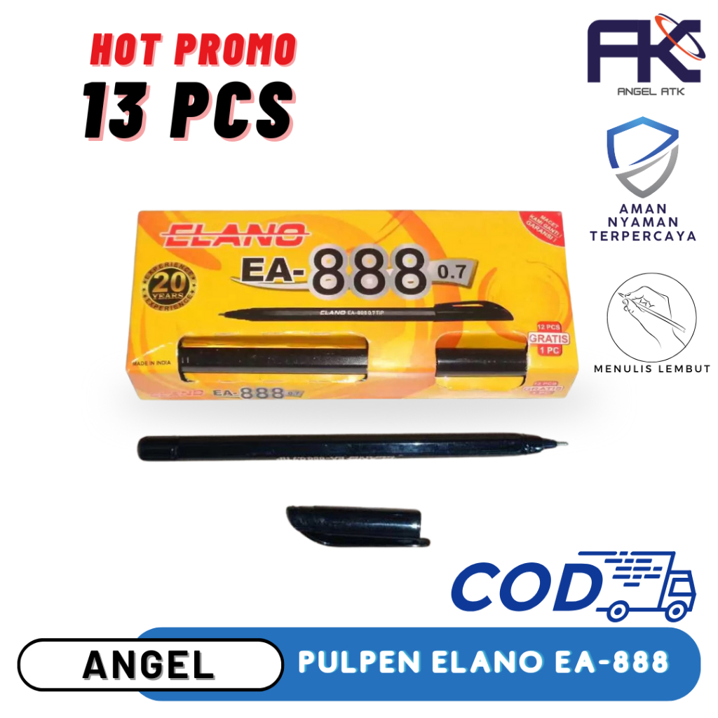 

( Promo Pulpen Isi 13 Pcs ) Pulpen Elano EA-888 / Pulpen Tinta Warna Hitam / Ketebalan 0.7 mm / Pulpen Murah / Premium Quality / Bayar di Rumah / Atk Blessing