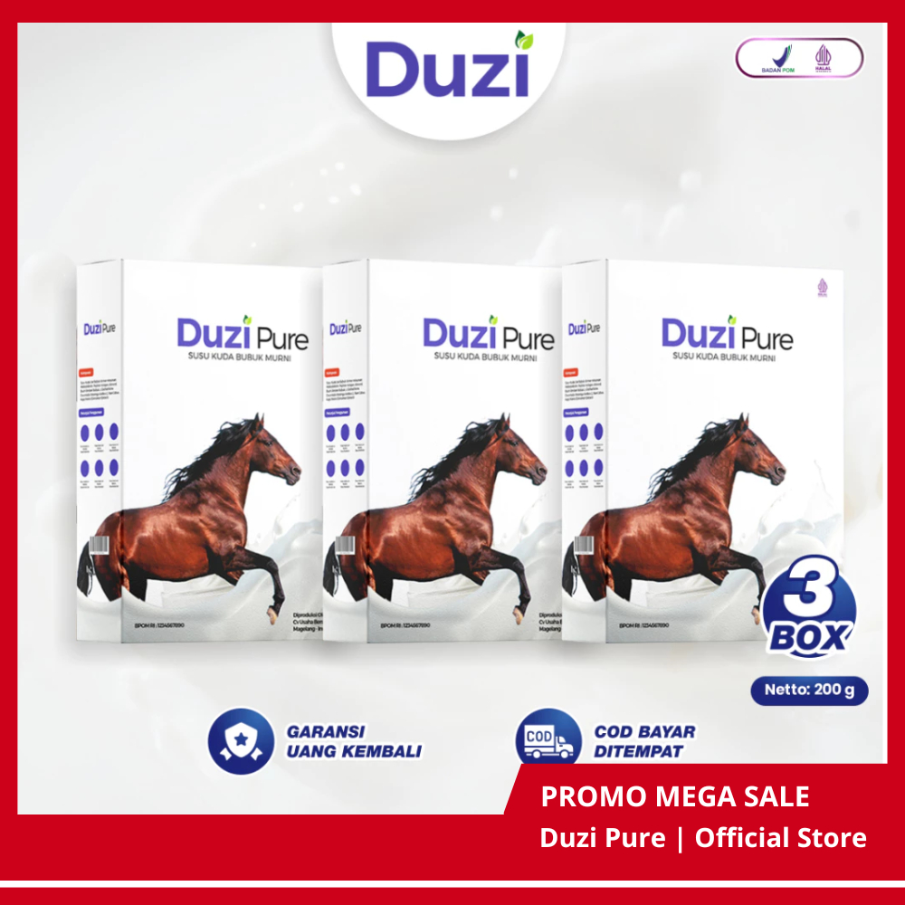 

Duzi Pure Susu Kuda Murni 100% Original Susu Kuda Liar Bubuk Nyeri Sendi Tulang Asam Urat 3 Box