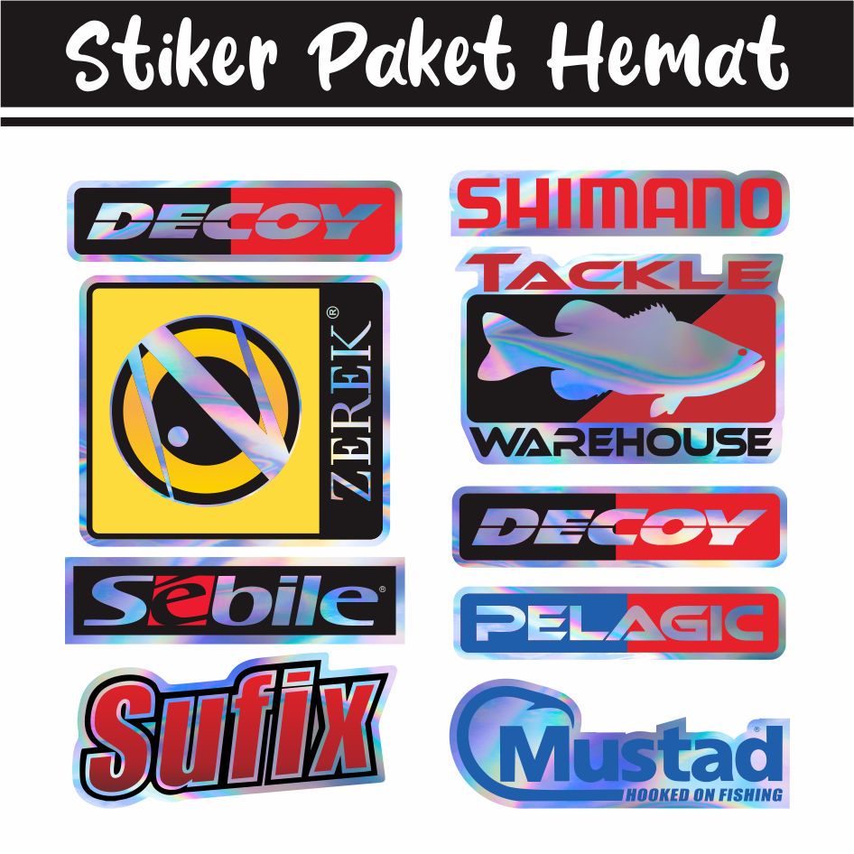 Stiker Pancing Hologram Brand Mancing Murah Untuk Tackle Box Kotak Umpan