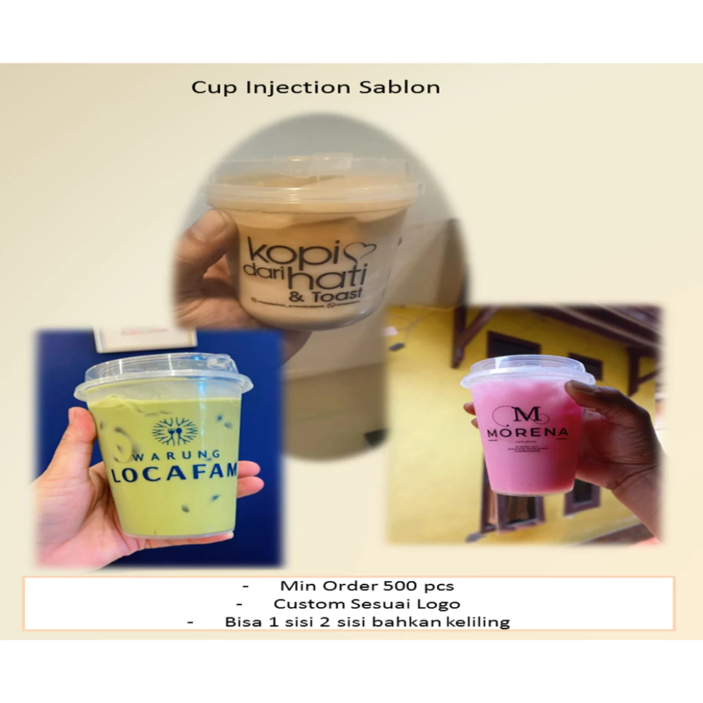 Sablon Cup Injection 12 oz/380 ml tanpa tutup / Sablon cup gelas plastik PP 12 oval