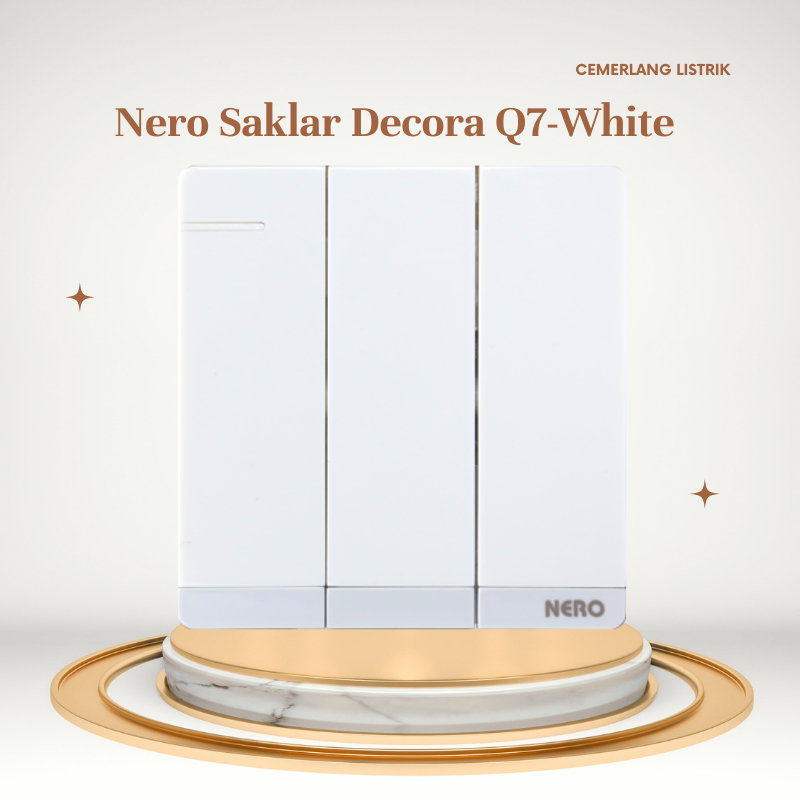 NERO Saklar Triple Decora white Q71631-W / Saklar 3 Gang 1 Way NERO Decora Putih