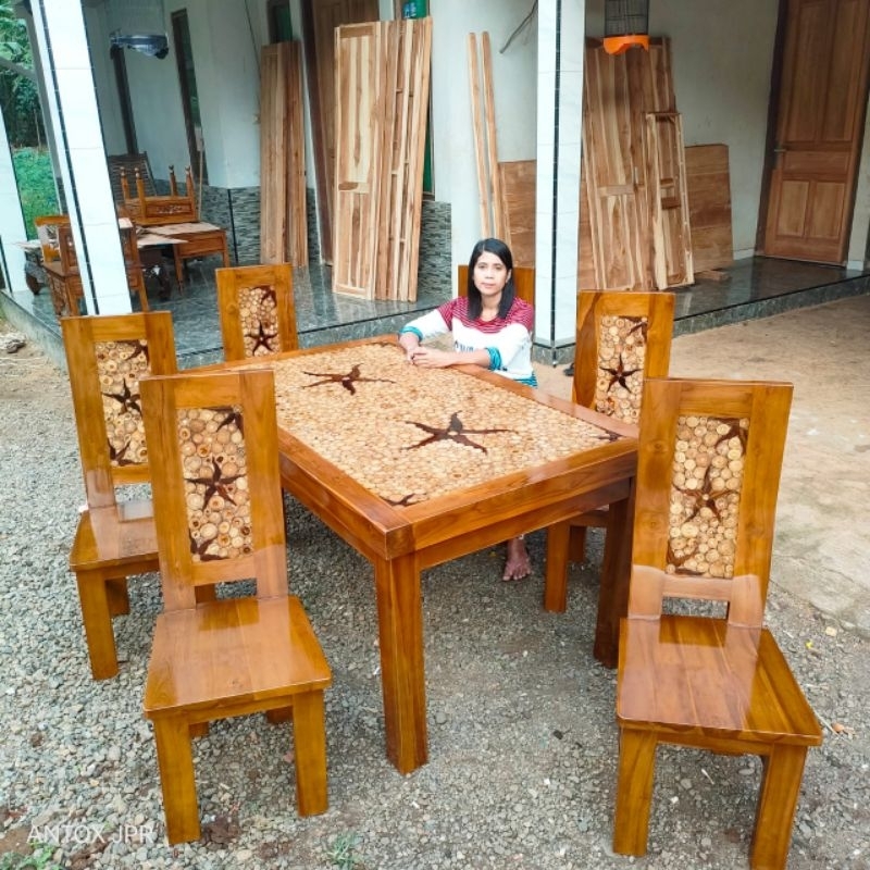 Meja makan jati meja makan minimalis meja makan koin