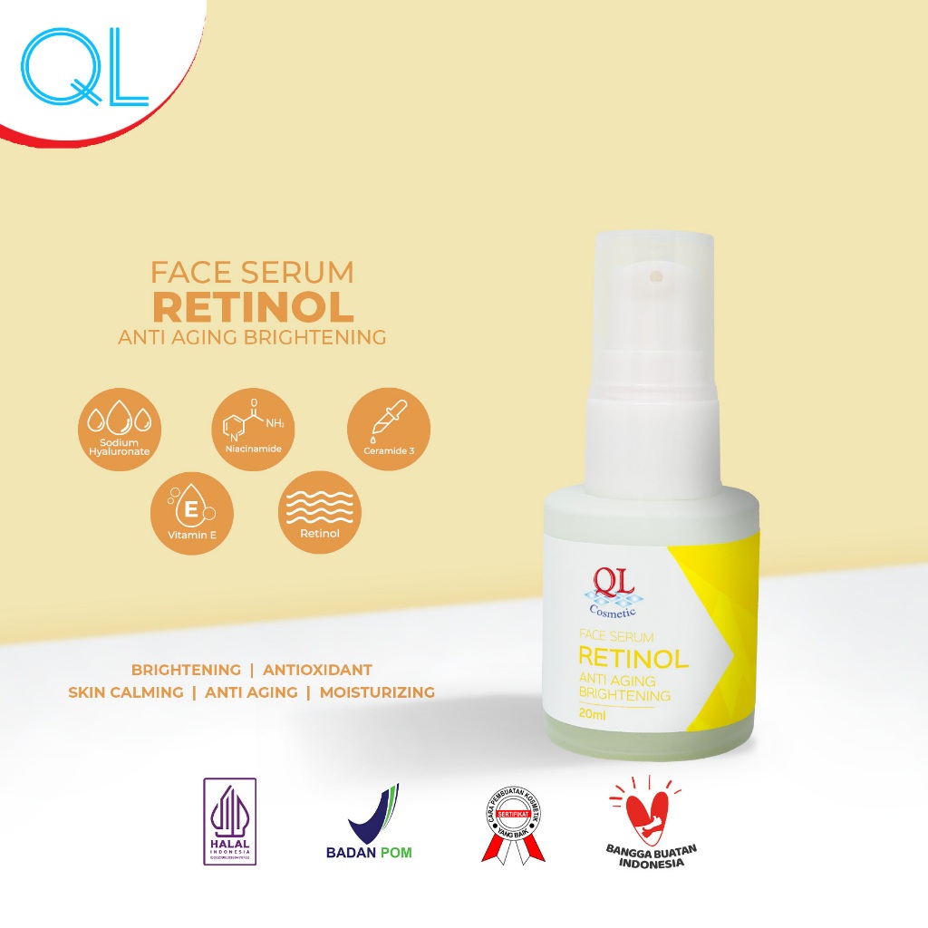 QL Face Serum Retinol Anti Aging Brightening - 20 ML