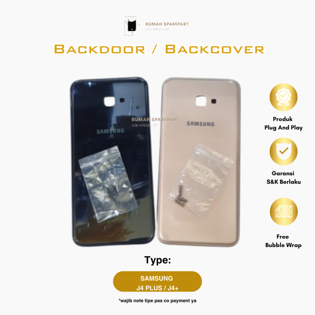 Backdoor Samsung J4 Plus / J4+ Backcover Backcase Softcase Frame Papan Cas Flexible Temperglass Tomb
