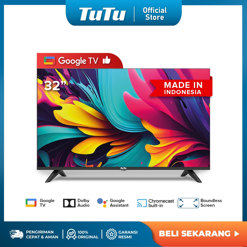 TUTU Google Smart TV 32 inch - HDR10 - Full HD - 5G WiFi - HDMI - Google Assistant - Model IDTT32G01