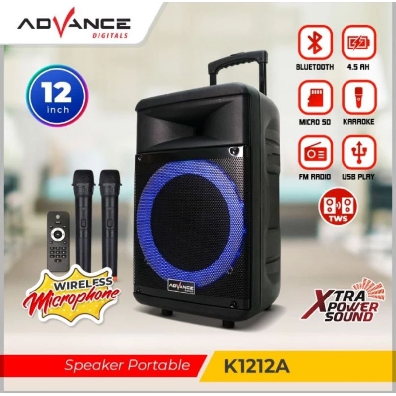 SPEAKER BLUETOOTH ADVANCE K1212A 12INCH SPEAKER AKTIF PORTABLE ADVANCE 12 INCH